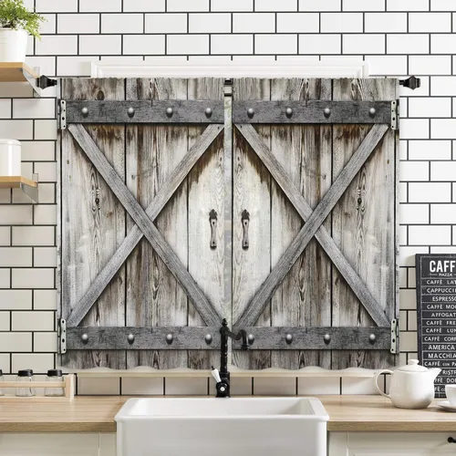 Miniatura 9 de Miyotaa - Cortinas rústicas de granja con diseño de pollo para cocina, 2 paneles, 27.5 pulgadas de ancho x 39 pulgadas de alto, bolsillo