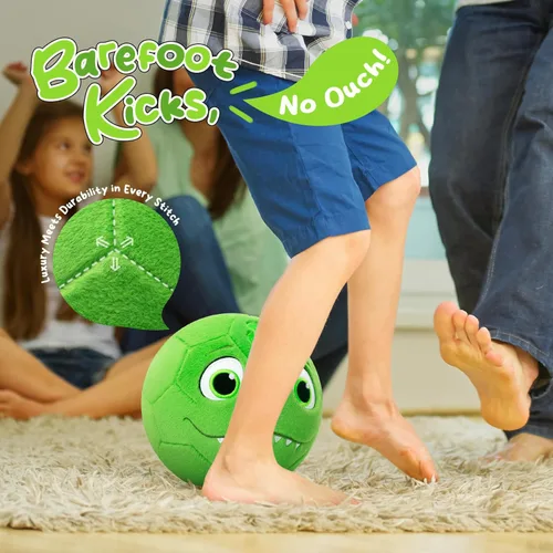 Miniatura 6 de VangeBow Pelotas de fútbol silenciosas para interiores para niños pequeños de 1 a 3 años, juguetes de fútbol para bebés y niños pequeños inflables