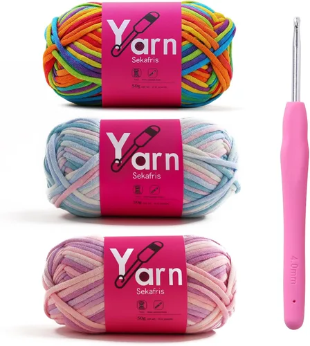 Hilo de Crochet con Hilo de Algodón para Crochet – Hilos de Crochet Tejido para Principiantes con Puntadas Fáciles de Ver – Hilo para Crochet –