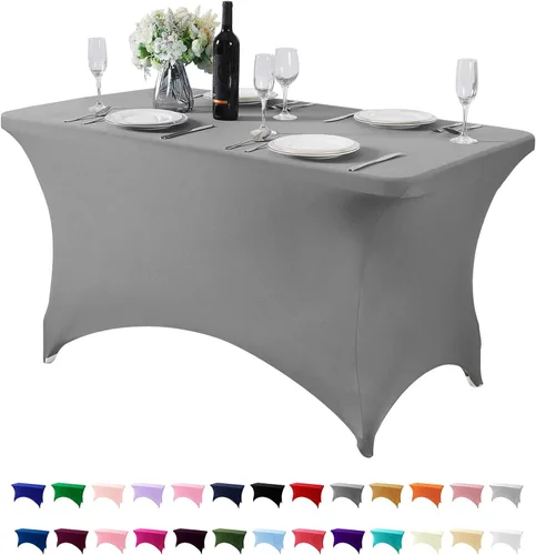 Miniatura 110 de Mantel de elastano para mesas de 4, 6 u 8 pies, mantel elástico universal ajustable para fiestas, banquetes, bodas y eventos - Verde manzana