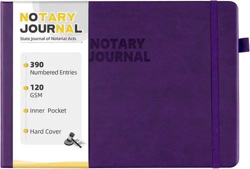 Miniatura 7 de Diario de registro de notario Homlive, libro de notario con 390 entradas de registro, 25,4x17,8 cm diarios de notario, diario público notarial
