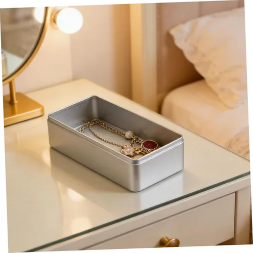 Miniatura 8 de Angoily Caja de lata vacía rectangular con tapa, caja de almacenamiento de hojalata rectangular para galletas, contenedor de lata de metal