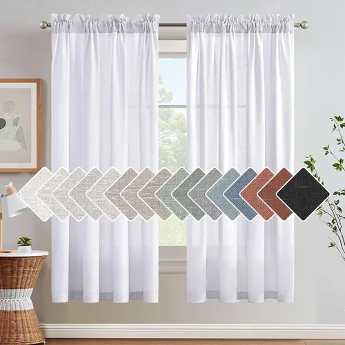 Miniatura 45 de H.VERSAILTEX Cortinas de Lino con Textura Filtradoras de Luz para Tratamiento de Ventanas de Sala de Estar, Cortinas Naturales Duraderas