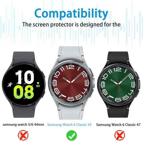 Miniatura 2 de Suoman 4-Pack para Samsung Galaxy Watch 6 Classic 43mm Protector de pantalla, [Antiarañazos] 2.5D 9H Película protectora de vidrio templado
