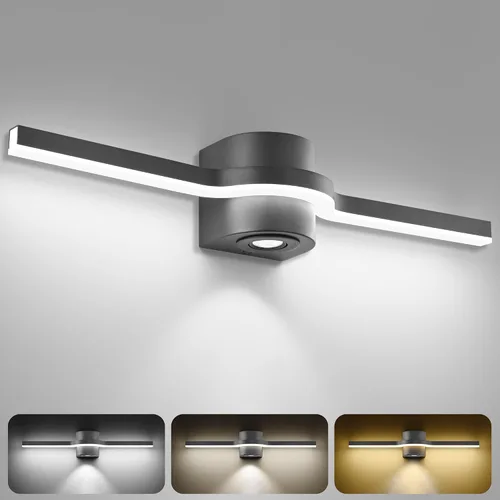 Miniatura 10 de SOLFART BK-3C - Luces LED de tocador para baño, lámparas de baño negras, 3 colores de temperatura regulable de 48 pulgadas