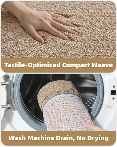 Miniatura 6 de Color&Geometry Alfombra de baño pequeña color beige de 15 x 23 pulgadas, antideslizante, absorbente, suave, lavable, tapete de baño grueso, tapete