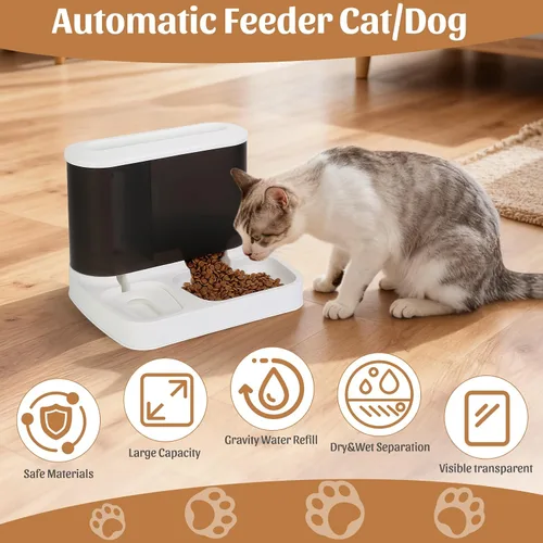 Miniatura 6 de Juego automático de comedero y dispensador de agua para mascotas, 2 en 1, para gatos y perros, juego de cuencos de agua y alimentos para perros