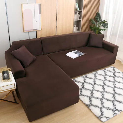 Miniatura 3 de MIFXIN Funda para sofá en forma de L, 2 piezas, fundas elásticas de felpa elástica para sofá seccional, protector de muebles en forma de L