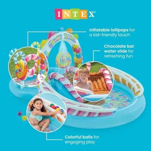 Miniatura 3 de Intex Candy Zone - Piscina inflable, 116 x 75 x 51 pulgadas, para mayores de 2 años, color azul 2-Multicolor