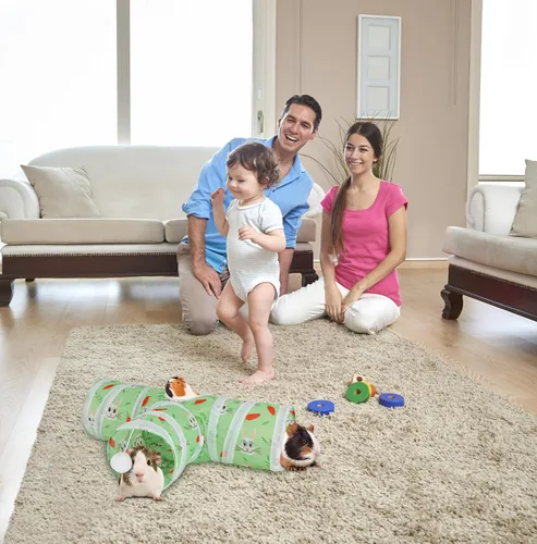 Miniatura 6 de Rypet Túnel de Cobaya de 3 Vías Plegable Túneles y Tubos para Mascotas Pequeñas con Pelota Interactiva para Conejo Bebé Hurón Hámster Chinchilla