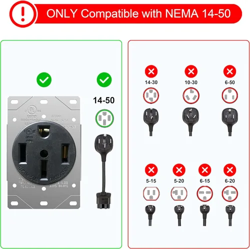 Miniatura 4 de CircleCord Cable de extensión para caravana o automóvil eléctrico de 50 amperios y 15 pies, resistente calibre 6/3+8/1 STW con organizador de cables