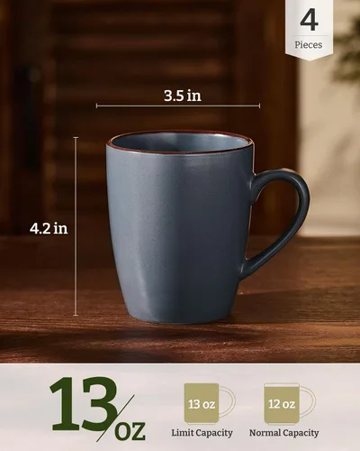 Miniatura 4 de famiware Venus - Tazas de café para 4, juego de tazas de 12 onzas, taza para beber con asa para café, té, cacao, leche, carbón