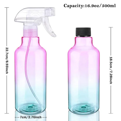 Miniatura 5 de Botella pulverizadora de plástico de 16.9 onzas, botellas vacías de pulverización, contenedor recargable, rociador de gatillo para soluciones