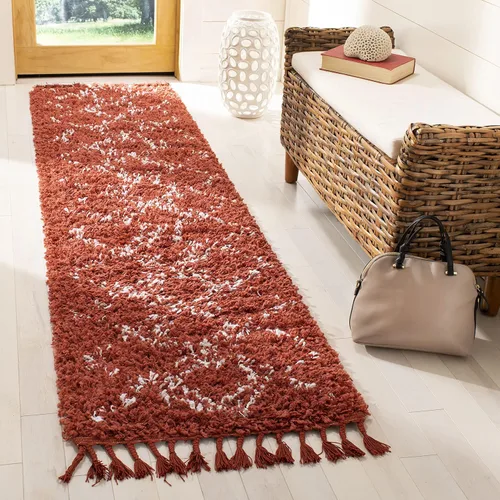 Miniatura 17 de SAFAVIEH Pro Luxe Shag Collection - Alfombra de pasillo, 2 pies 6 pulgadas x 6 pies, color crema y azul, diseño de borlas bohemias, no desprende