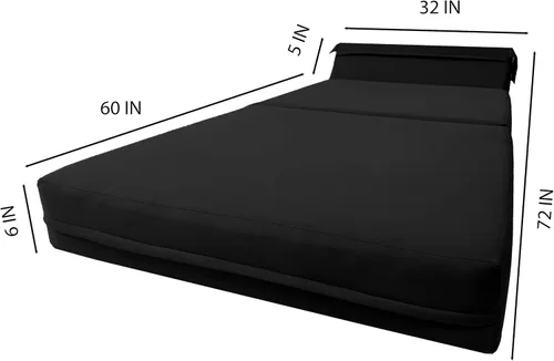 Miniatura 4 de D&D Futon Furniture. Cama plegable de espuma para silla, sofá estudio, colchón de espuma plegable para invitados (6 x 32 x 70 pulgadas, negro)