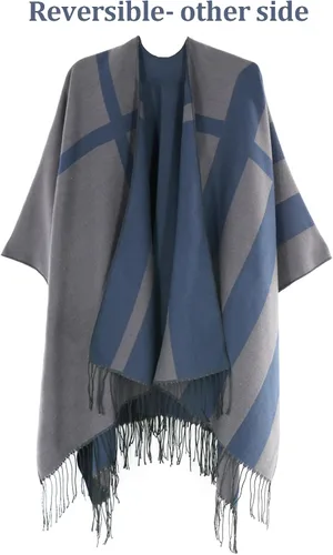Miniatura 75 de Poncho chal para mujer, suéteres suaves y cálidos para mujer, parte delantera abierta, poncho de viaje para otoño, invierno y primavera