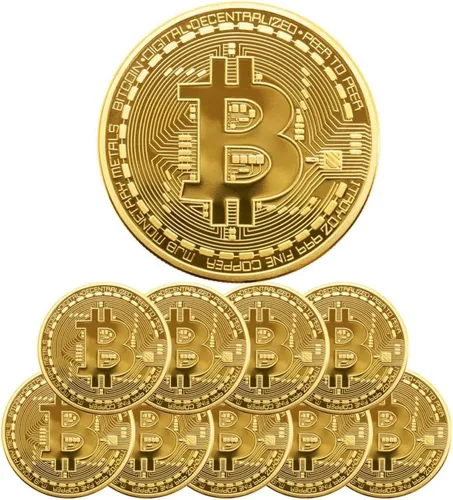 Miniatura 15 de 1 moneda conmemorativa Bitcoin chapada en oro de 24 quilates, criptomoneda BTC de 0.118 in coleccionable con funda protectora, criptomoneda