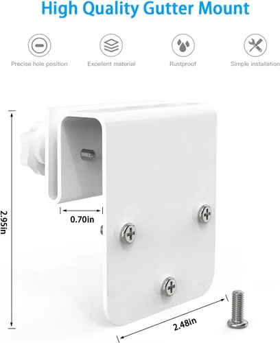 Miniatura 4 de Soporte de montaje de canalón compatible con Eufy Security SoloCam S340/SoloCam E30/E42, cámara de seguridad solar (1 unidad-blanco)