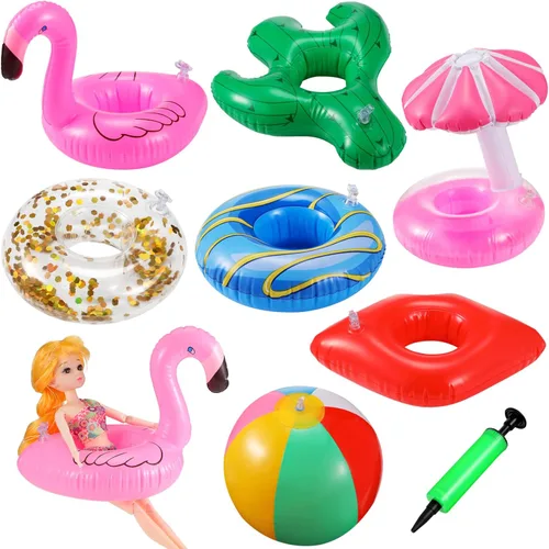 Chengu Juego de 6 flotadores de piscina para muñecas de niña, accesorios de natación, flotadores de piscina, anillo de fiesta, muñecas de niña,