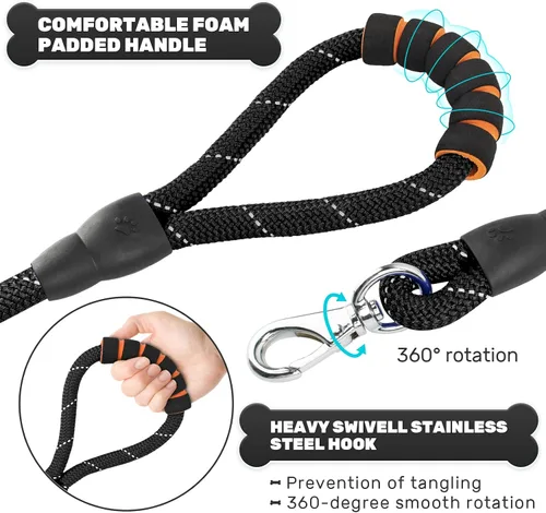 Miniatura 5 de Correa para perro, correa de nailon de 4 pies para perro, correas resistentes con cómodo mango acolchado para pasear perros medianos y grandes