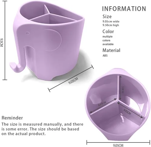 Miniatura 3 de Soporte para cepillos de dientes para niños, lindo soporte para cepillos de dientes de elefante para niños, soporte para pasta de dientes para baño