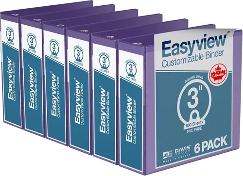 Miniatura 13 de Easyview - Carpetas prémium de 3 anillas con cubiertas transparentes y anillos redondos, carpetas para la escuela u oficina, 1 pulgada, paquete
