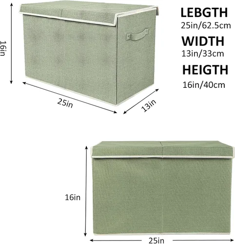 Miniatura 4 de popoly Caja Grande de Juguetes con Tapa, Contenedor de Juguetes Plegable y Resistente Cajas Organizadoras de Almacenamiento Cestas para Niños, Verde