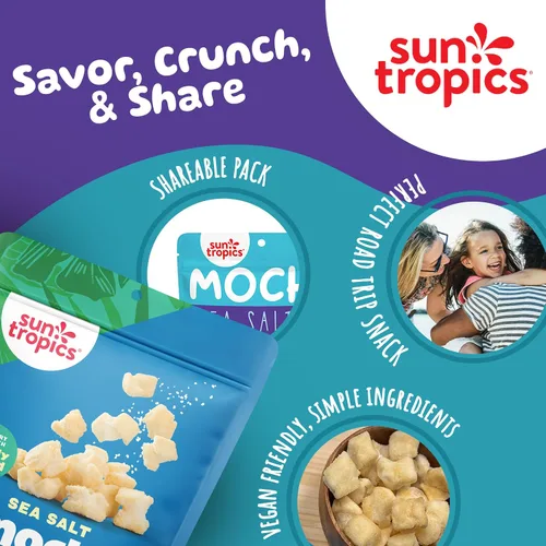 Miniatura 6 de Sun Tropics Mochi Snack Bites, sal marina, sin lácteos, sin gluten, 3.5 onzas (paquete de 12)