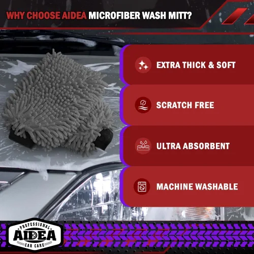 Miniatura 3 de AIDEA Manopla de Lavado de Coche de Microfibra-2PK, Sin Rayones y Sin Pelusas, Manopla de Lavado de Microfibra Chenille Premium-Azul Tamaño Regular