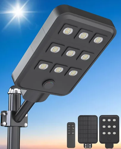 Miniatura 10 de JAYNLT X-13000W Luces de calle solares al aire libre, luces de estacionamiento comerciales ultragrandes de 6500K del atardecer al amanecer, luz