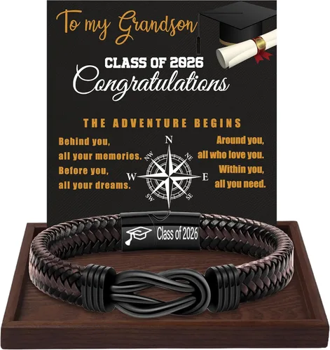 Miniatura 25 de Regalos inspiradores para hombres, pulseras con código morse, pulseras para hombre, regalos de graduación para él, Día del Padre, pulsera de cuero