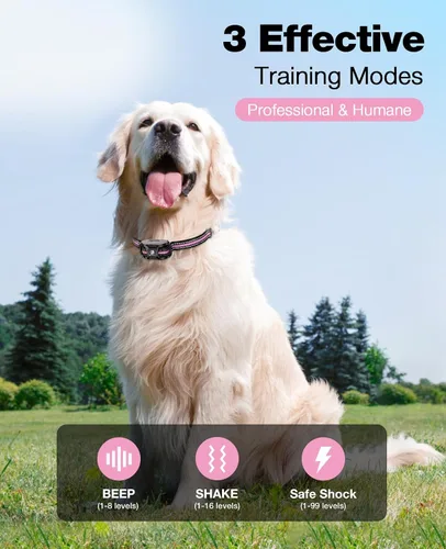 Miniatura 2 de Bousnic Collar de choque para perro, collar de entrenamiento de perro de 3300 pies con control remoto para perros pequeños, medianos y grandes, Rosa