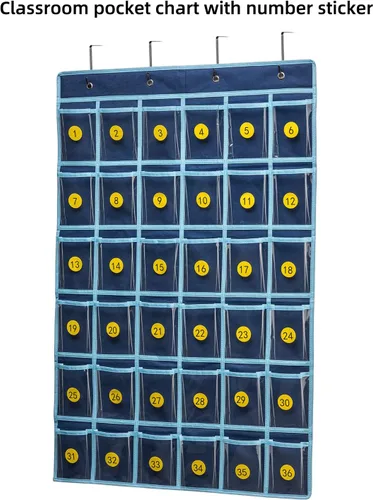 Miniatura 4 de SAVERHO Organizador de bolsillos con 36 bolsillos transparentes para el aula, organizador de bolsillos para sostener teléfonos celulares