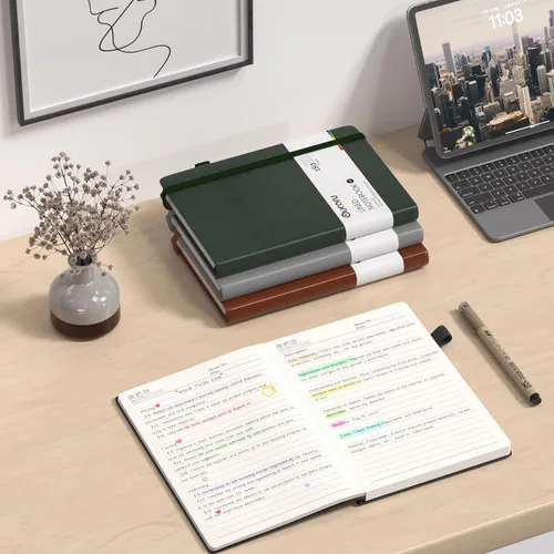 Miniatura 7 de Oucaru Cuaderno rayado, paquete de 4, 180 páginas, diarios A5 para escribir, papel grueso de 100 GSM, cuadernos pequeños diarios para mujeres