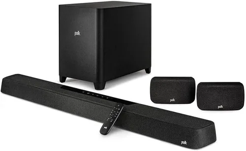 Polk Audio MagniFi Max AX SR 7.1.2 Barra de sonido de canal con subwoofer inalámbrico de 10 pulgadas y altavoces envolventes SR2 para Smart TV,