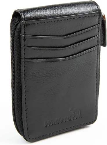 Miniatura 4 de Cartera RFID con bolsillo con cremallera para hombre, Negro -, Bolsillo frontal con cremallera ID exterior