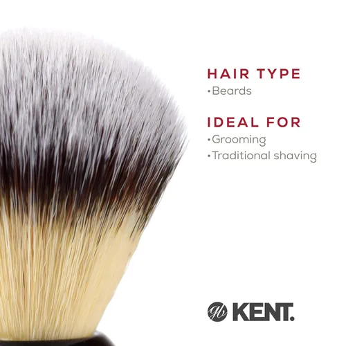 Miniatura 6 de Kent BLK4S - Brocha de afeitar con cerdas sintéticas de texto plateado ultra suaves y mango de resina negra para usar con crema de afeitar o jabón