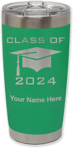 Miniatura 37 de LaserGram Vaso aislado al vacío de 20 onzas, grado de tapa clase de 2024, 2025, 2026, 2027, 2028, grabado personalizado incluido (negro)