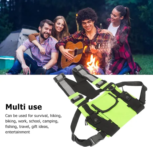 Miniatura 6 de Bolsa de arnés de radio en el pecho, radio universal de dos vías Walkie Talkie para buscar elementos esenciales, bolsa táctica Oxford para el pecho