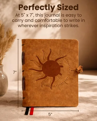 Miniatura 3 de Diario de cuero con páginas forradas, diseño encuadernado en piel para mujeres y hombres (5 x 7 pulgadas), cuaderno forrado con hojas con líneas