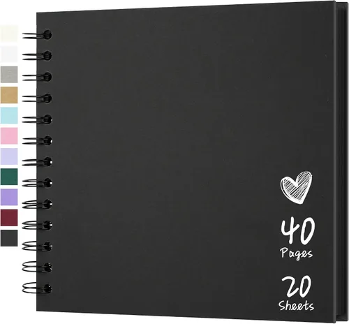 Álbum de recortes de 7 x 7 pulgadas, álbum de recortes DIY de tapa dura de papel kraft, álbumes de fotos, 40 páginas, perfecto para fotos de 4 x 6 /