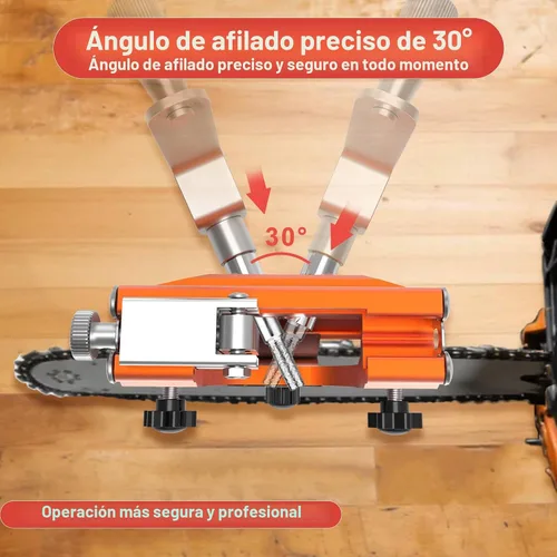 Miniatura 9 de Kit de plantilla de afilador de motosierra, herramienta de afilado de motosierra portátil con 3 piedras de moler y cepillo de limpieza, afilador