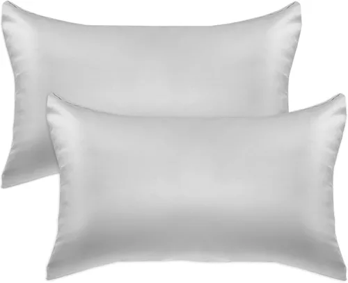 Miniatura 12 de Elegant Comfort Juego de 4 fundas de almohada de satén de viscosa refrescante con cierre de cremallera oculto, suave como la seda para el cuidado