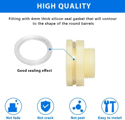 Miniatura 4 de Quickun Adaptador de conector de tanque de agua de mamparo ABS de 1 pulgada con enchufes a granel de tubería (juego de 2)