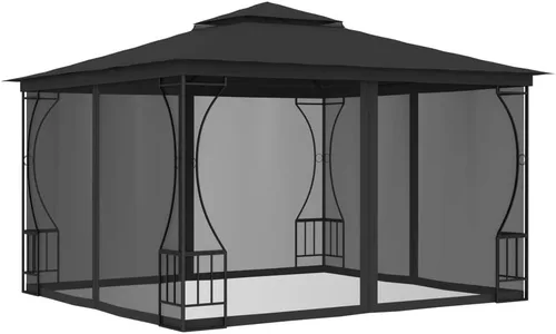 Tienda de campaña, toldo, tienda de campaña, cenador con redes 9.8'x9.8'x8.7' AntracitaAdecuado para exteriores, jardín, camping