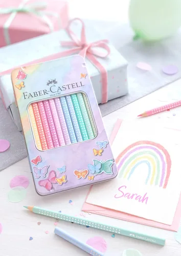 Miniatura 5 de Faber-Castell Lápices de color Sparkle Pastel, paquete de 12 en estuche de metal