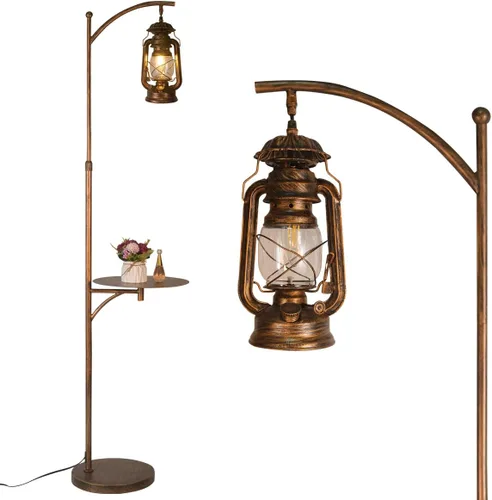 beaysyty Lámparas de pie ajustables estilo granja con bandeja tipo farol, lámpara de pie alta para dormitorio, decoración del hogar para oficina,