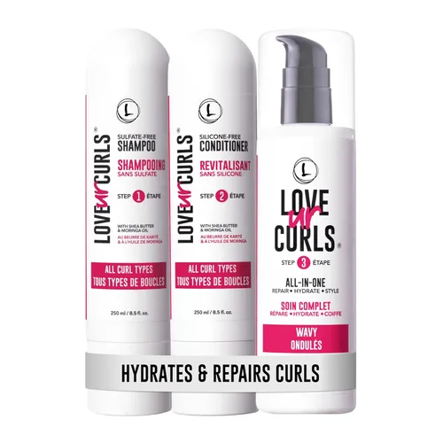 Miniatura 11 de Love Ur Curls - Set de Champú y Acondicionador con Crema Estilizadora Todo en Uno para Rizos, Sistema de 3 Pasos para Reparar e Hidratar