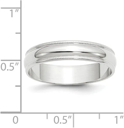 Miniatura 3 de Anillo de boda de oro blanco de 10 quilates de 0197in milgrain liso clásico de cúpula