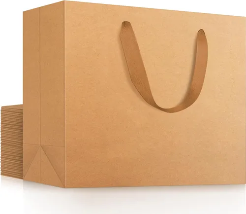 Miniatura 41 de EUSOAR Bolsas de regalo grandes negras, paquete de 12 bolsas de papel de compras de 16 x 6 x 12 pulgadas con asas, bolsa de mercancía de papel kraft